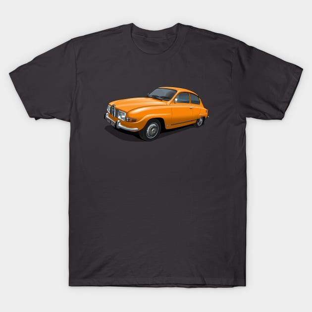 1971 Saab 96 saloon in orange T-Shirt by candcretro